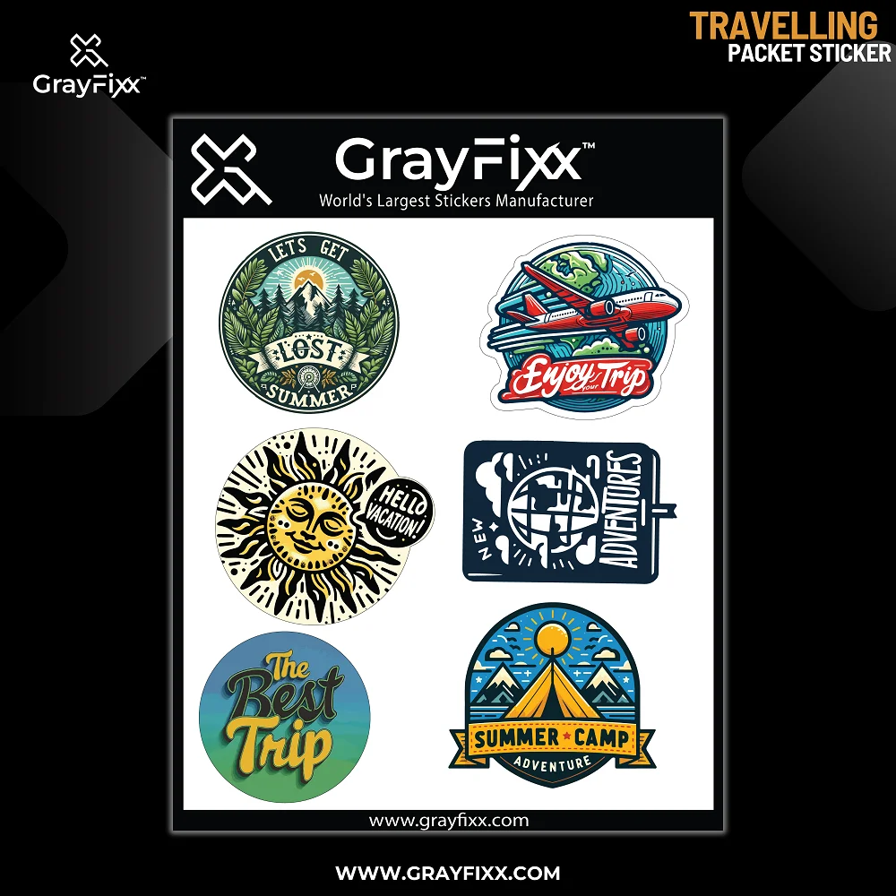 Travelling Packet Sticker | Made In Premium Gloss Vinyl With FPF(Fade Protection Film), Water Proof, Precut Sticker, Pack Of 1